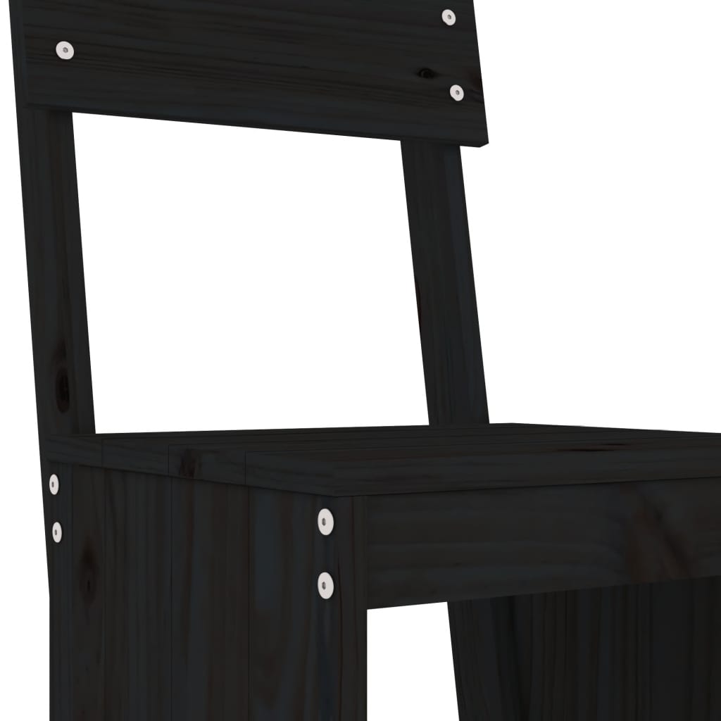 vidaXL Set de mesa y taburetes altos jardín 3 pzas madera pino negro