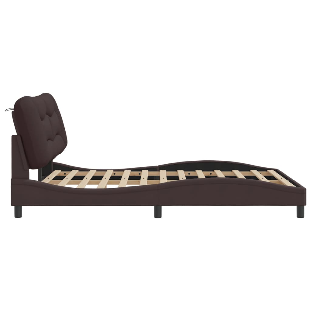 vidaXL Estructura de cama con cabecero de tela marrón 160x200 cm
