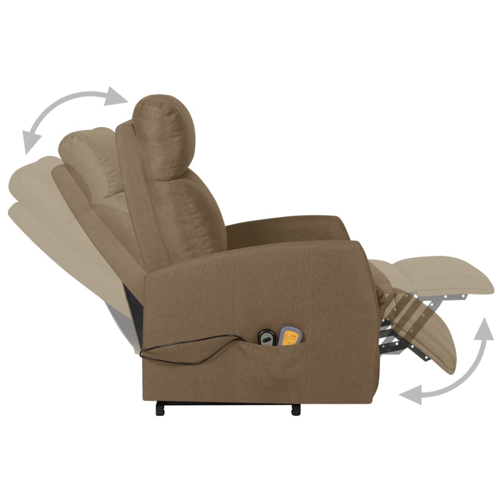 vidaXL Silla de masaje reclinable de pie de tela gris taupe