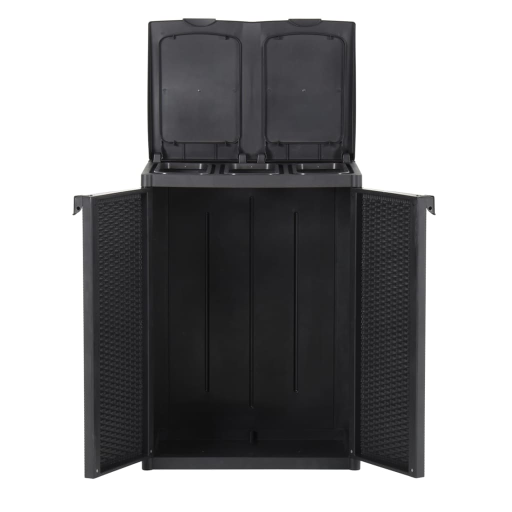 vidaXL Cubo de basura con 2 puertas negra 65x45x88 cm PP
