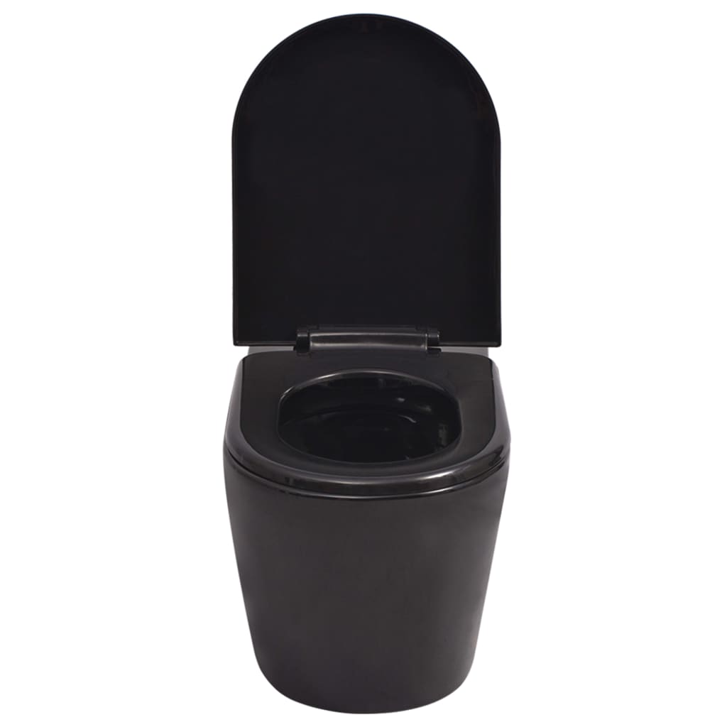 vidaXL Inodoro de pared con cisterna oculta cerámica negro