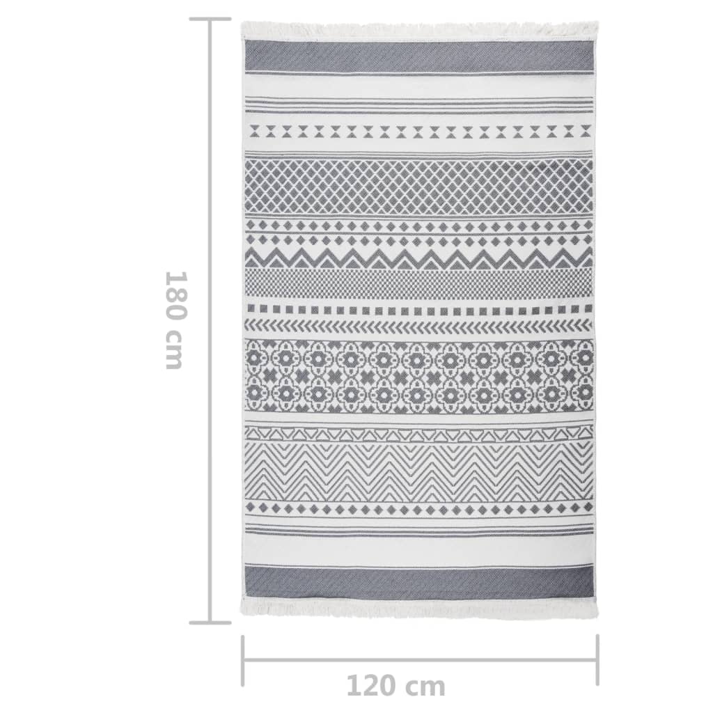 vidaXL Alfombra de algodón gris y blanca 120x180 cm