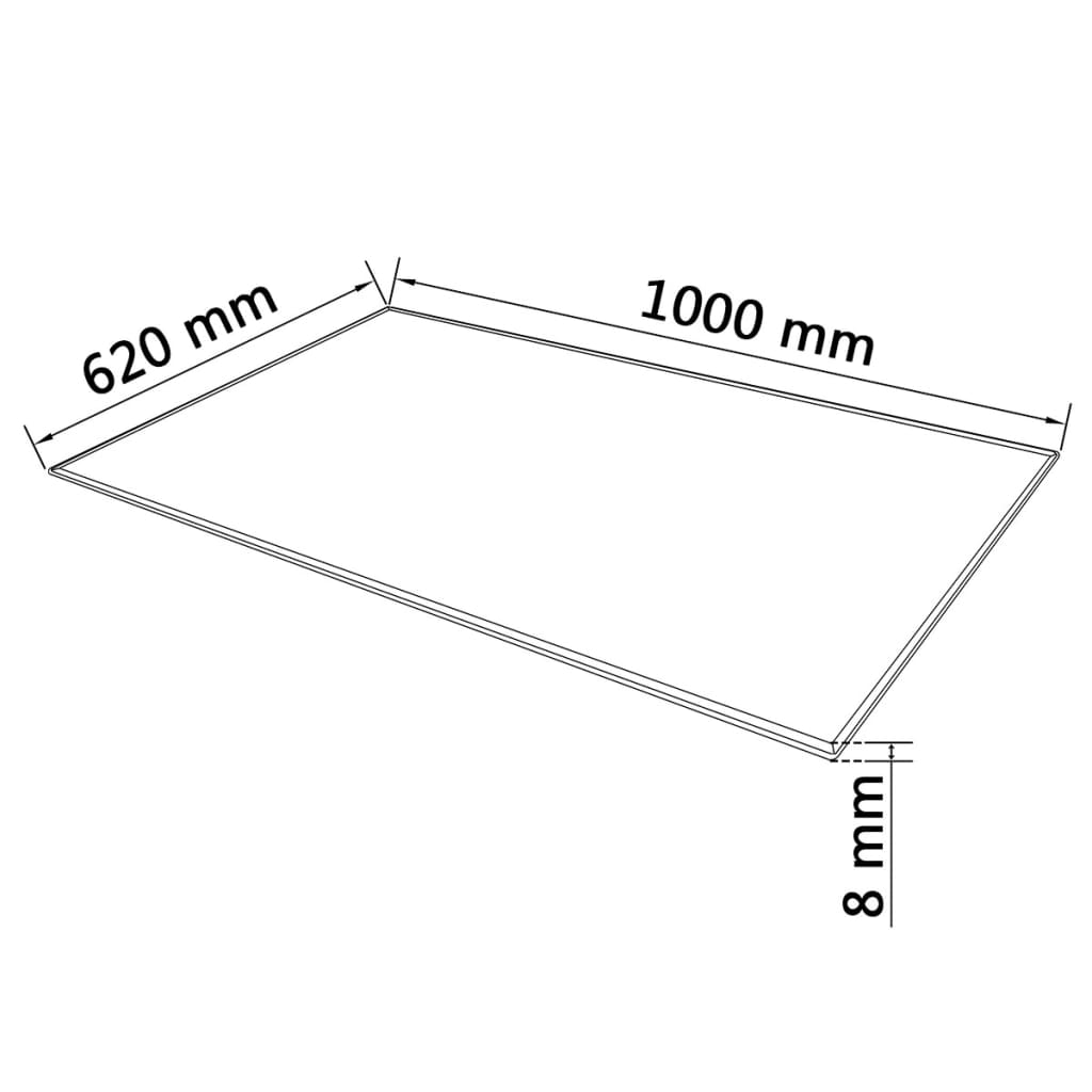 vidaXL Tablero de mesa de cristal templado cuadrado 1000x620 mm