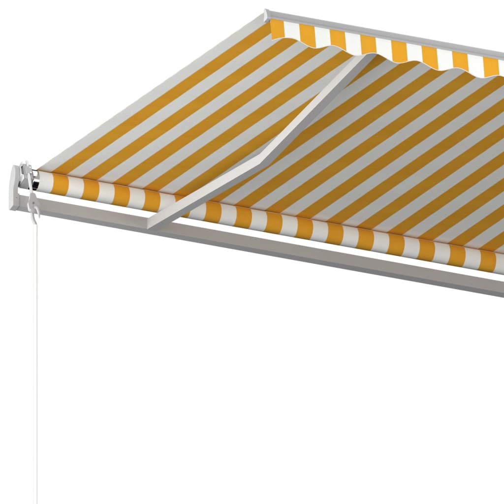 vidaXL Toldo manual retráctil con postes amarillo y blanco 6x3,5 m