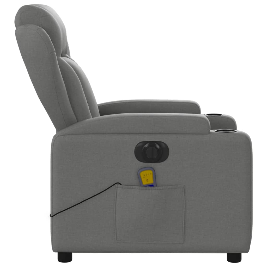 vidaXL Sillón reclinable de masaje eléctrico tela gris oscuro