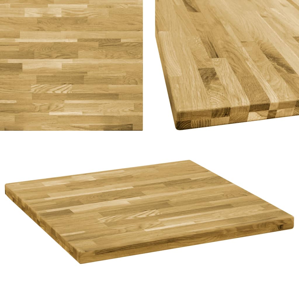 vidaXL Tablero de mesa cuadrado madera maciza de roble 44 mm 80x80 cm