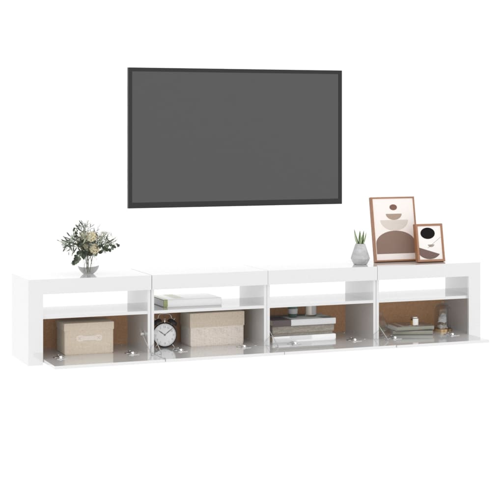 vidaXL Mueble de TV con luces LED blanco brillante 240x35x40 cm