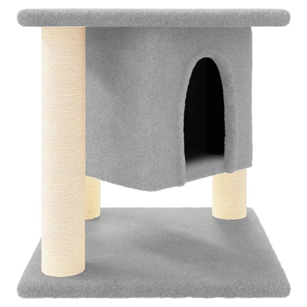 vidaXL Rascador para gatos con postes de sisal gris claro 37 cm