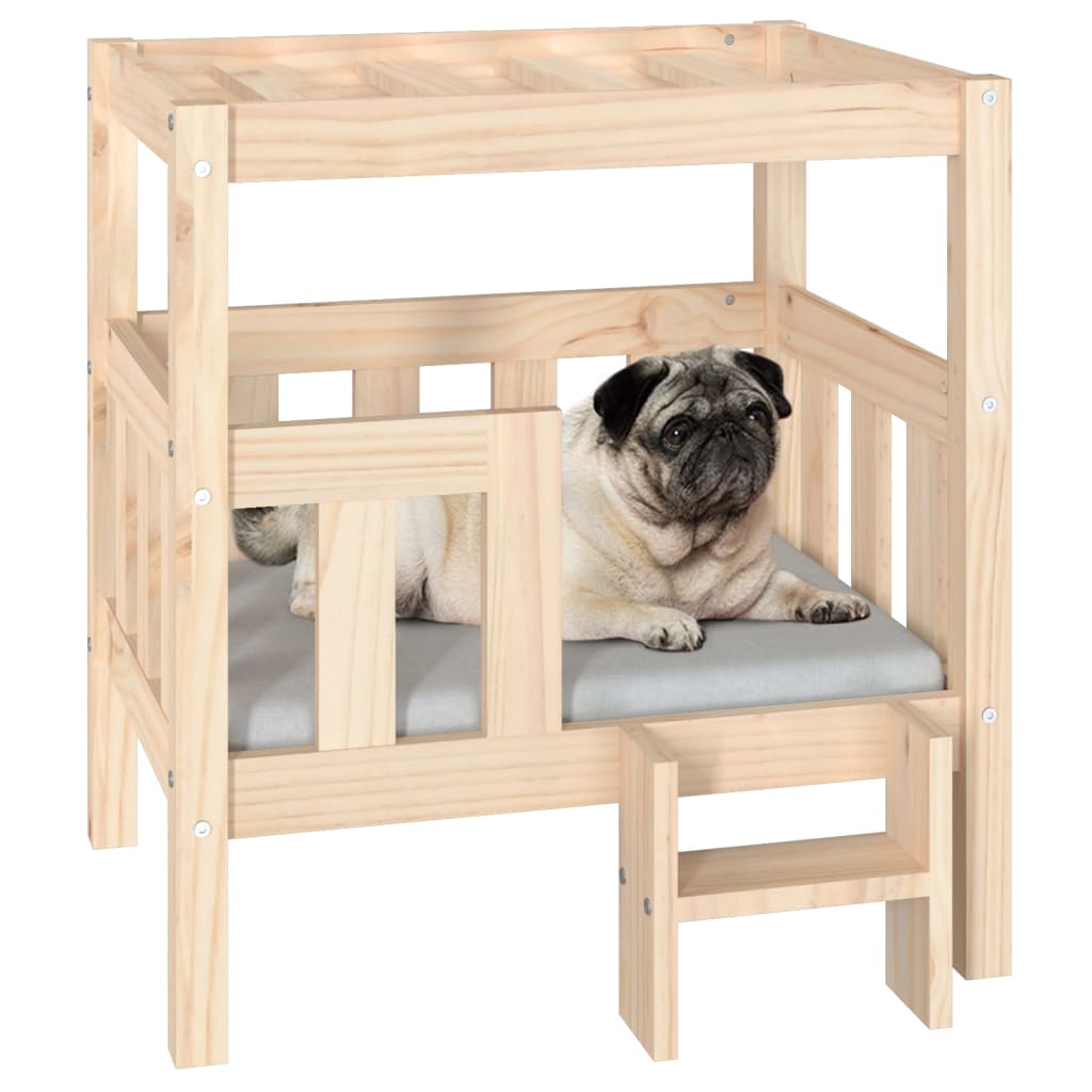 vidaXL Cama para perros madera maciza de pino 65,5x43x70 cm