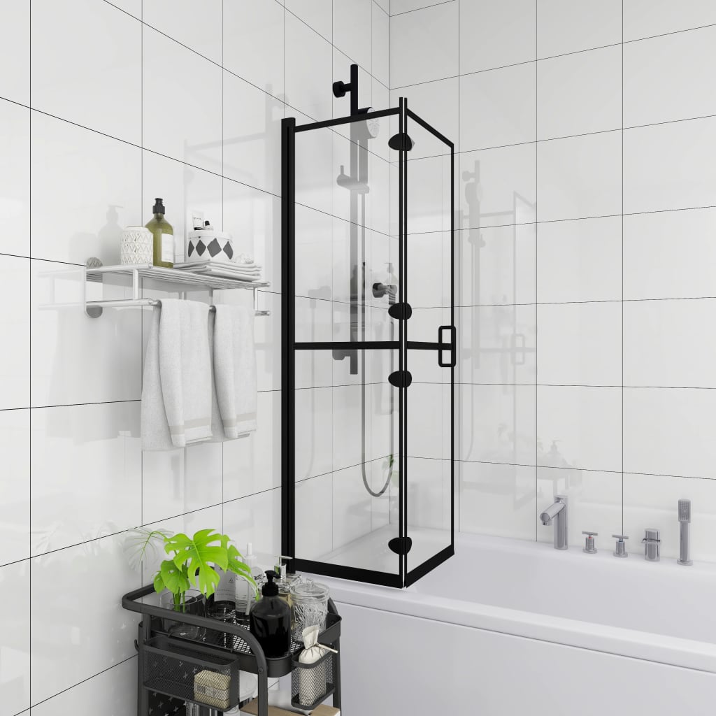 vidaXL Mampara de ducha plegable ESG negro 120x140 cm
