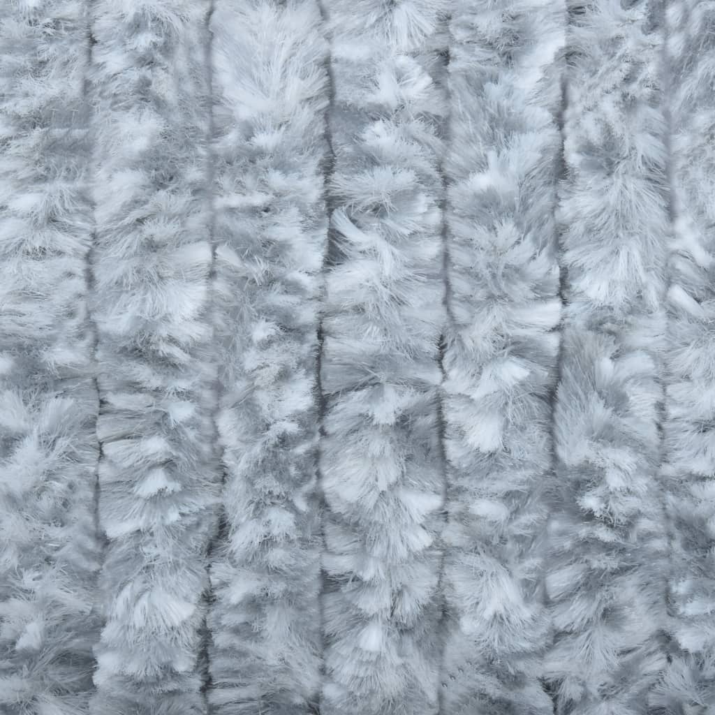 vidaXL Cortina mosquitera de chenilla blanca y gris 100x220 cm