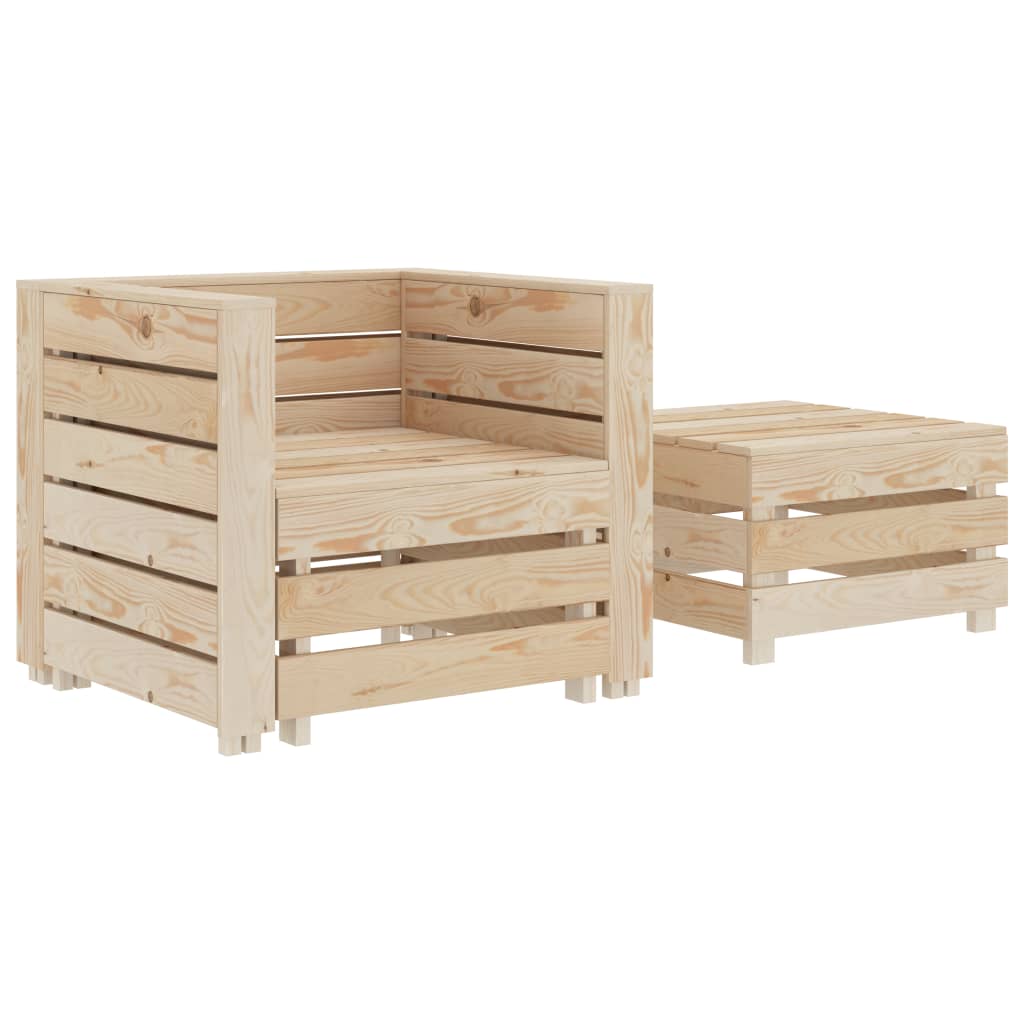 vidaXL Juego de muebles de jardín de palés 2 piezas madera
