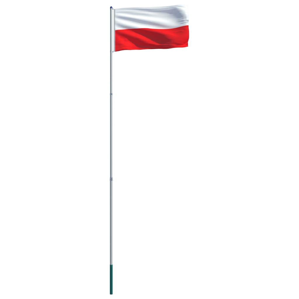vidaXL Bandera de Polonia y mástil de aluminio 6 m