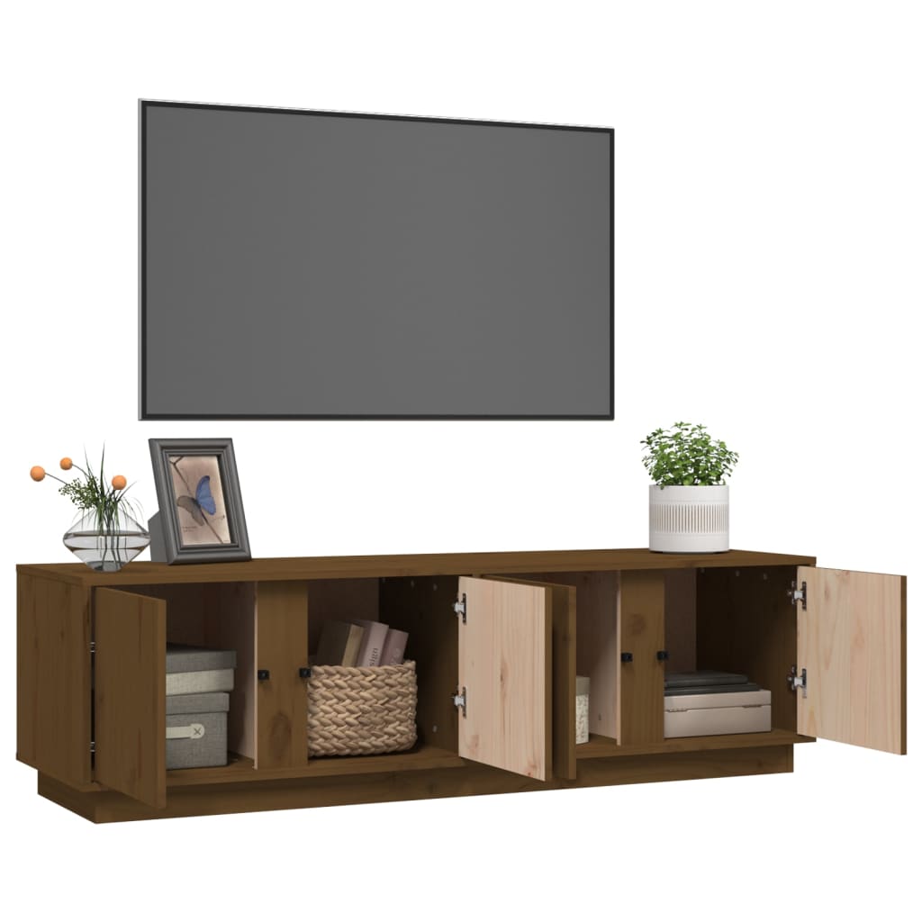vidaXL Mueble de TV madera maciza de pino marrón miel 140x40x40 cm