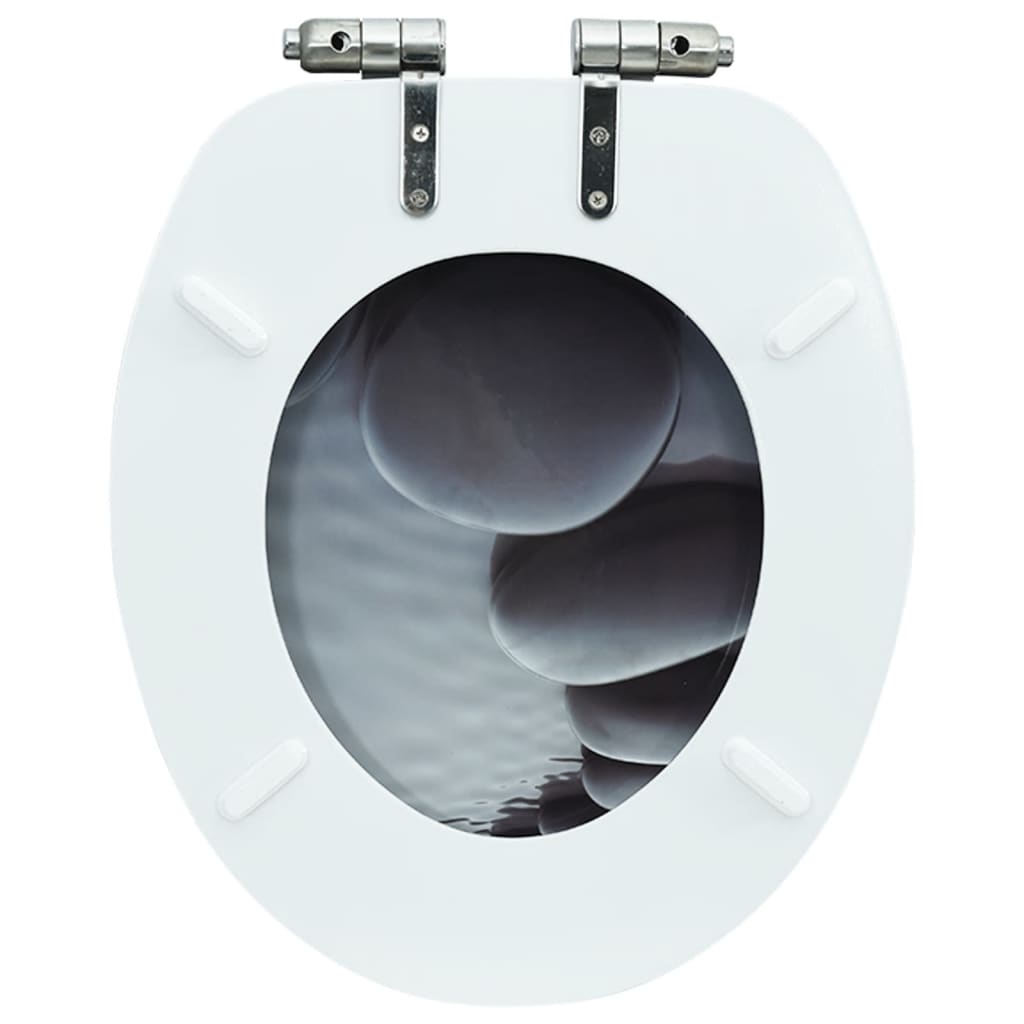 vidaXL Asiento inodoro WC con tapa de cierre suave MDF diseño piedras