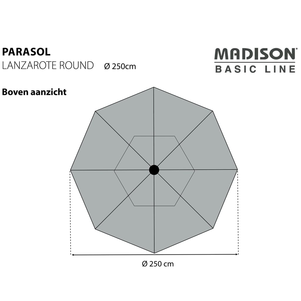 Madison Sombrilla Lanzarote redonda gris taupe 250 cm