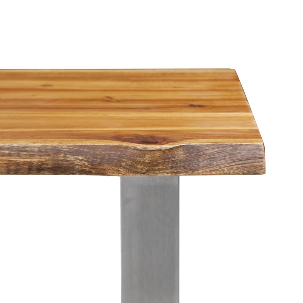 vidaXL Banco de madera maciza de acacia y acero inoxidable 140 cm
