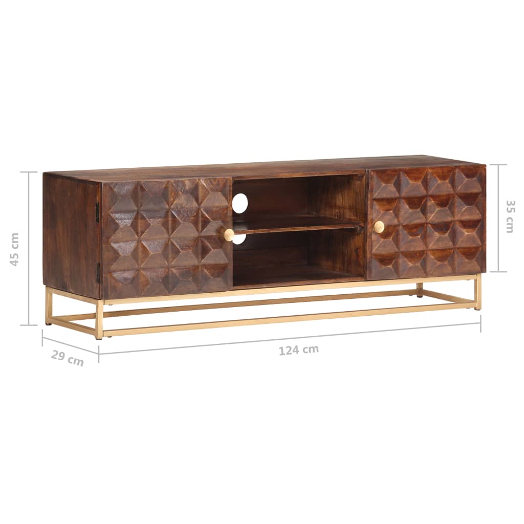 vidaXL Mueble para la TV madera de mango maciza 124x29x45 cm
