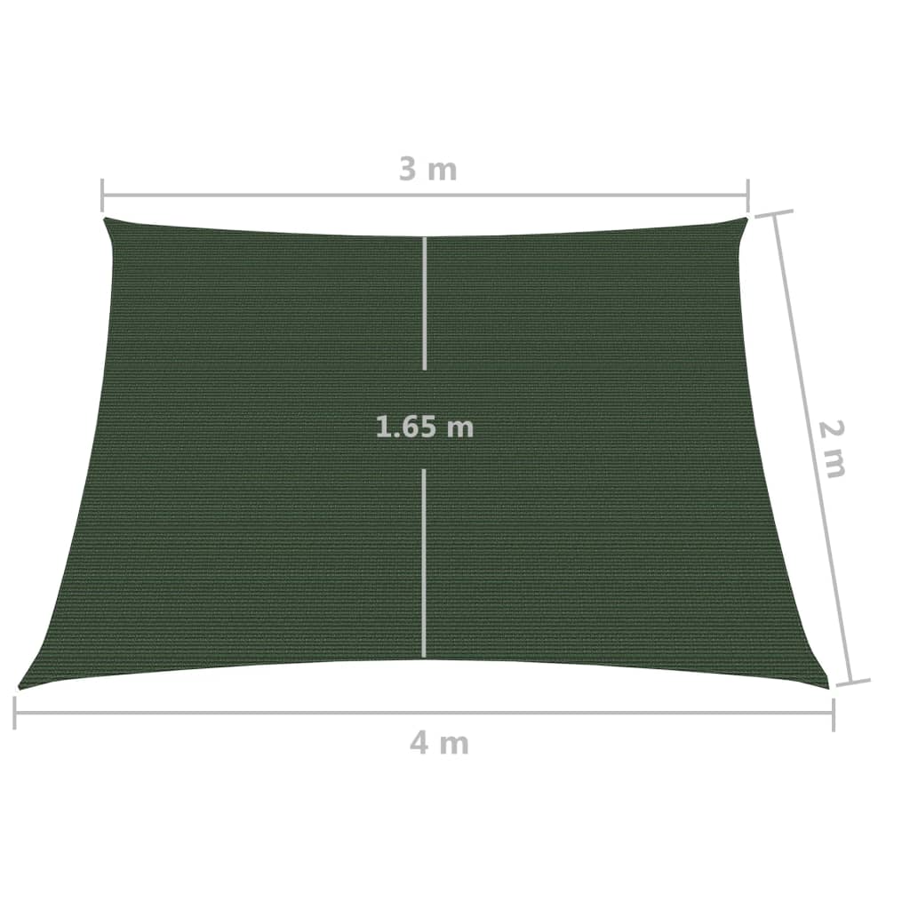 vidaXL Toldo de vela verde oscuro HDPE 160 g/m² 3/4x2 m
