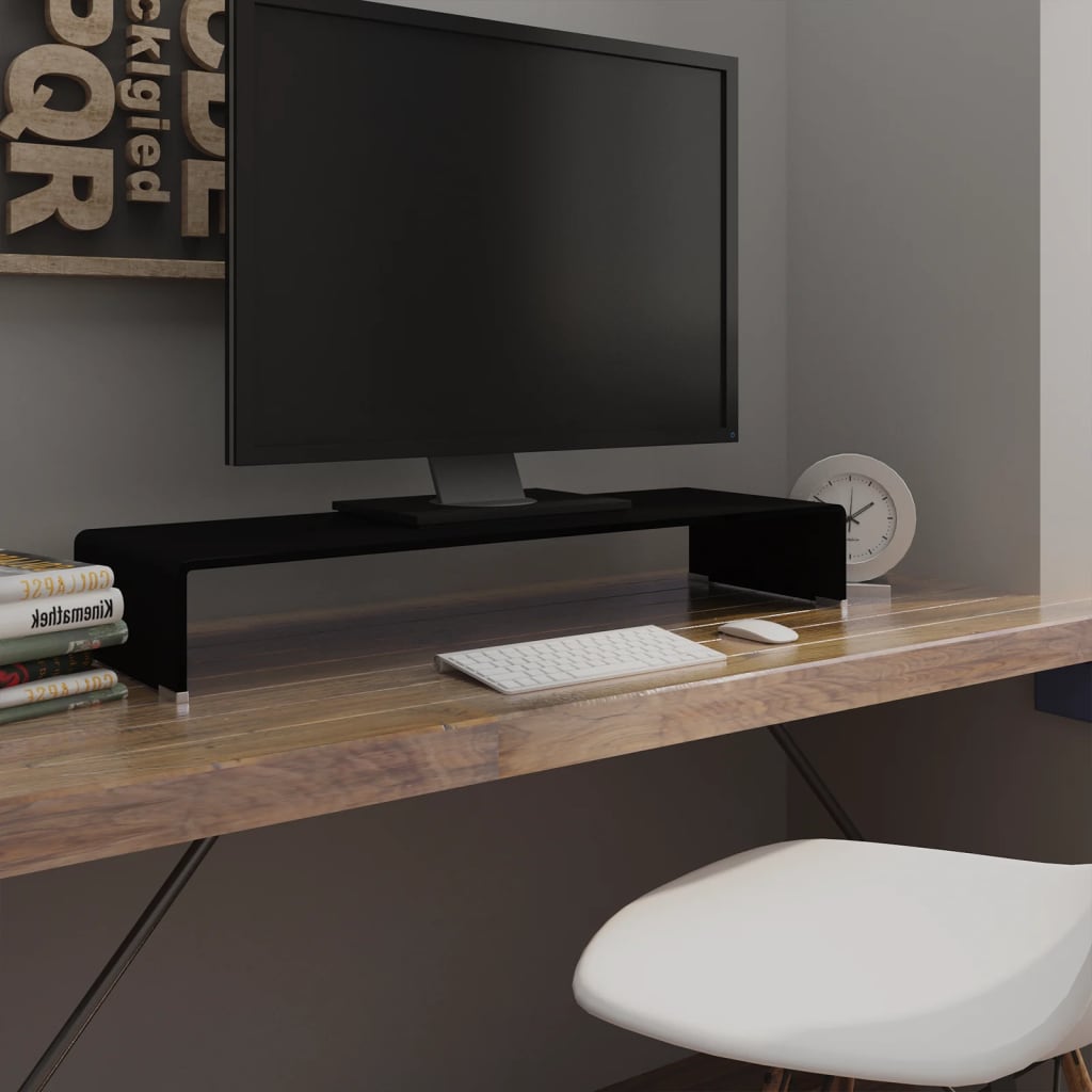 vidaXL Soporte para TV/Elevador monitor cristal negro 90x30x13 cm