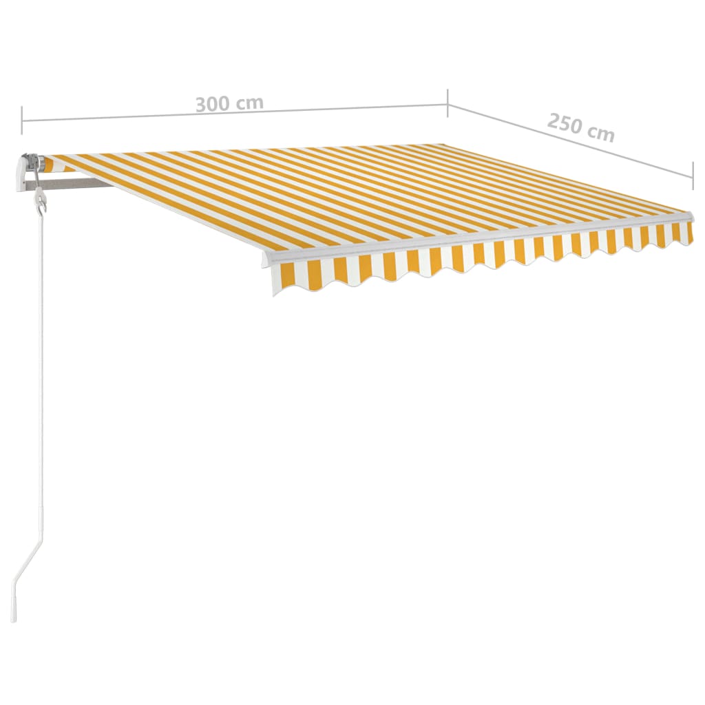 vidaXL Toldo manual retráctil con luz LED amarillo y blanco 3x2,5 m