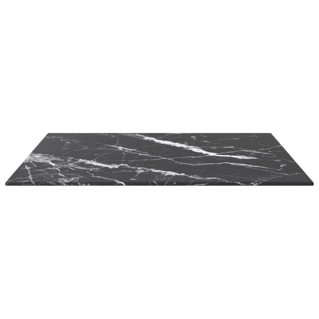 vidaXL Tablero mesa diseño mármol vidrio templado negro 60x60 cm 6 mm