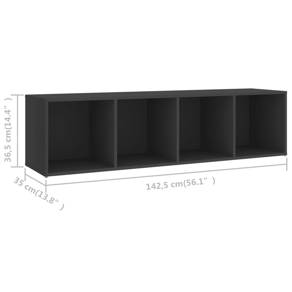 vidaXL Muebles de salón 2 pzas madera ingeniería gris 142,5x35x36,5cm