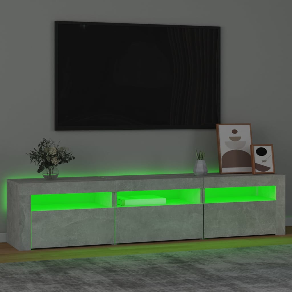 vidaXL Mueble de TV con luces LED gris hormigón 180x35x40 cm