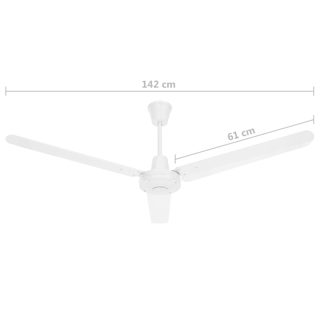 vidaXL Ventilador de techo blanco 142 cm