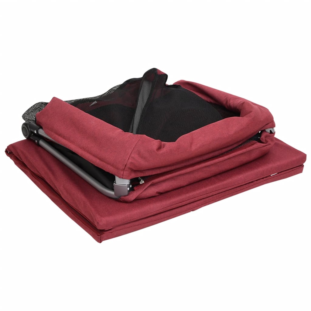 vidaXL Parque infantil para bebés con colchón tela lino rojo