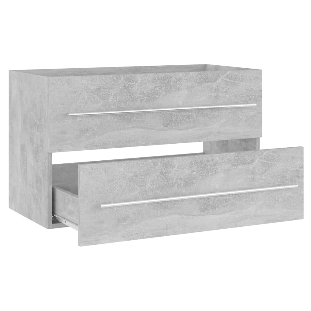 vidaXL Set muebles de baño 2 piezas madera contrachapada gris hormigón