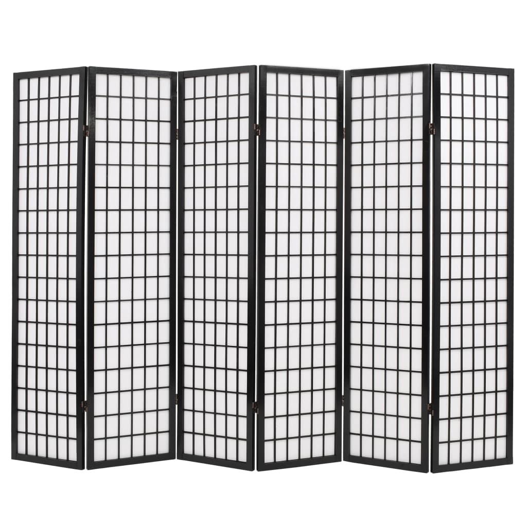 vidaXL Biombo plegable con 6 paneles estilo japonés 240x170 cm negro