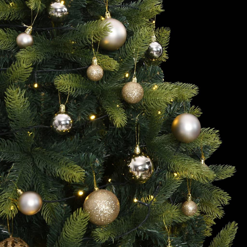 vidaXL Árbol de Navidad artificial con bisagras 150 LED y bolas 150 cm