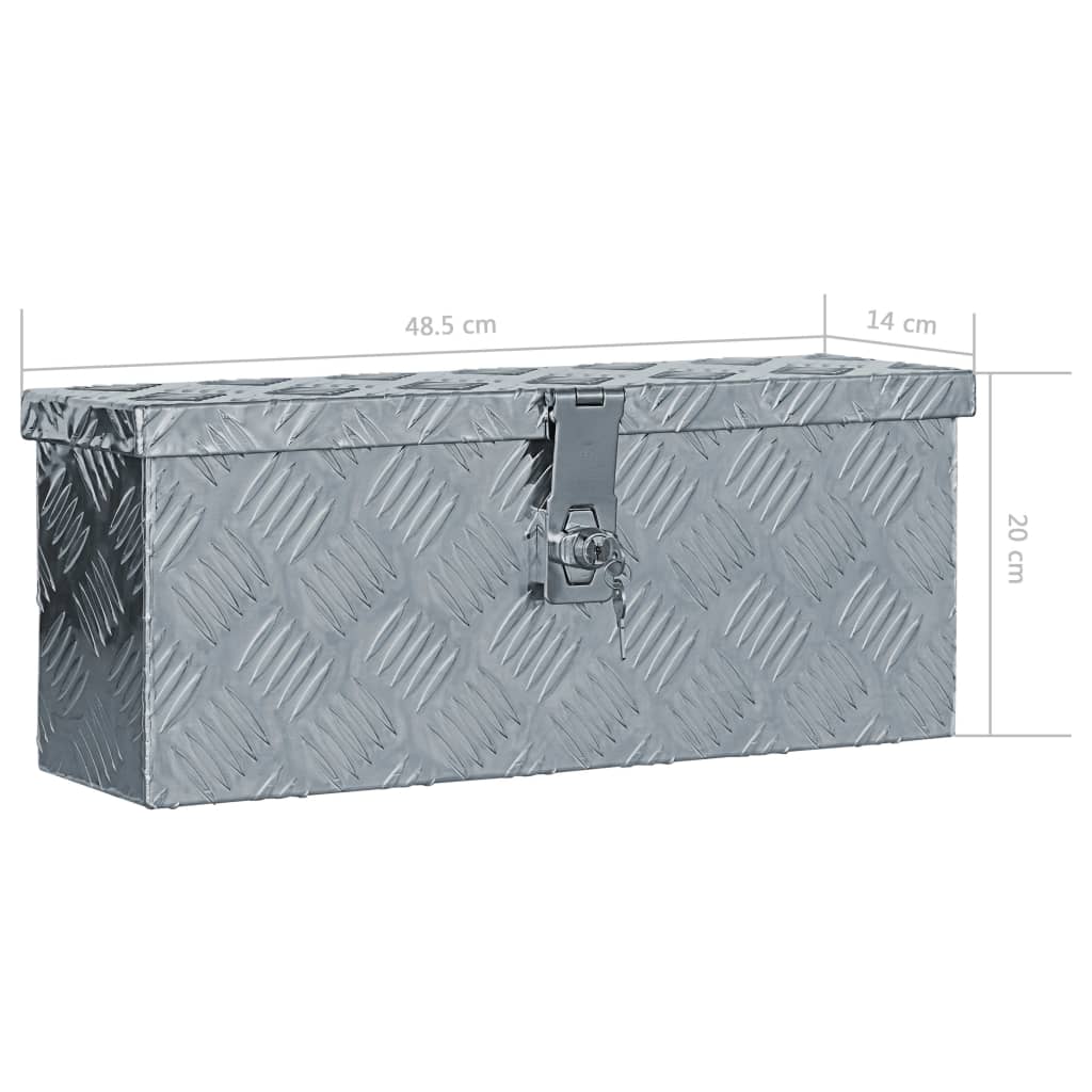 vidaXL Caja de aluminio 48,5x14x20 cm plateada