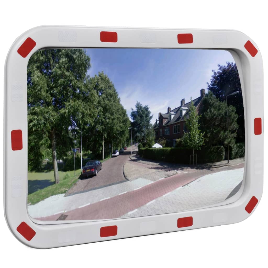 vidaXL Espejo de tráfico convexo rectangular con reflectores 40 x 60cm