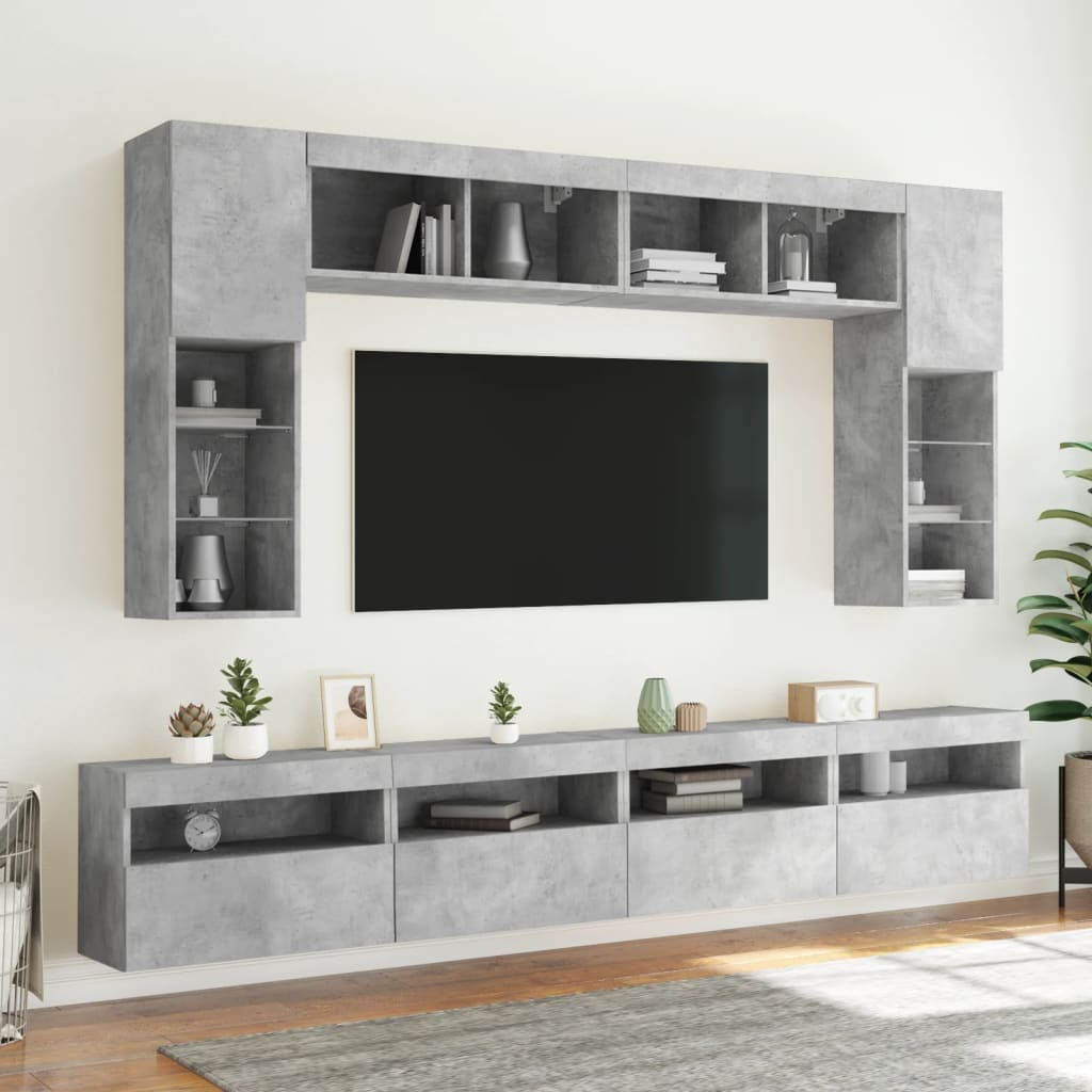 vidaXL Mueble de TV de pared con luces LED gris hormigón 60x30x40 cm