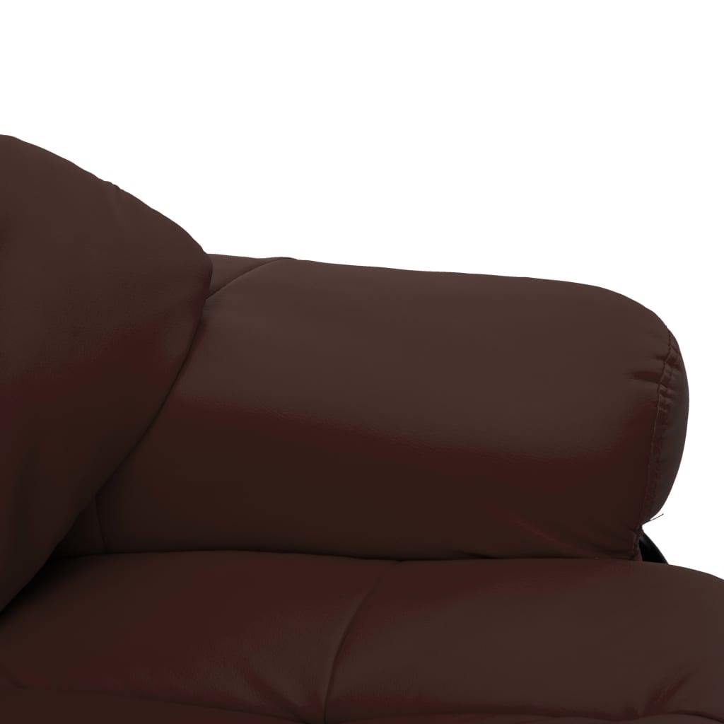 vidaXL Silla reclinable con reposapiés cuero PE madera curvada marrón