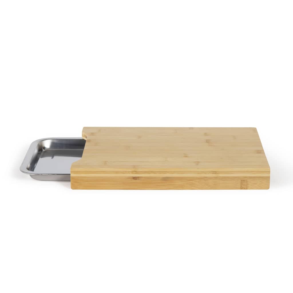 Livoo Tabla de cortar con cajón de almacenamiento madera beige
