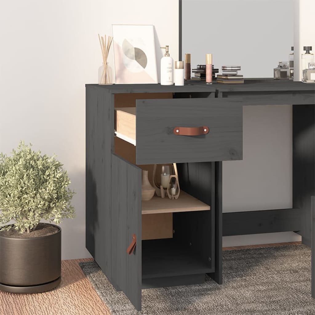 vidaXL Armario de escritorio madera maciza de pino gris 40x50x75 cm
