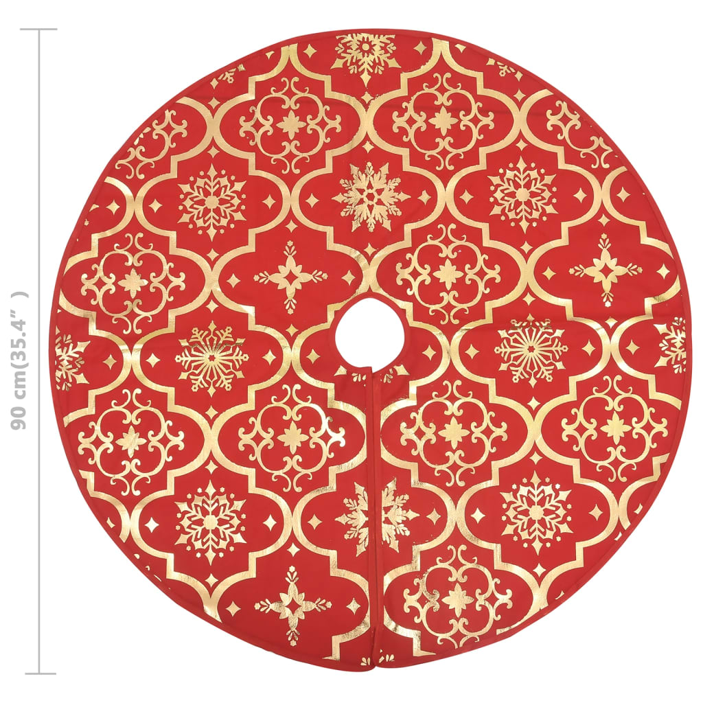 vidaXL Falda del árbol de Navidad de lujo con calcetín tela roja 90 cm
