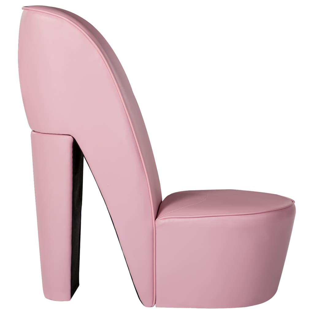 vidaXL Sillón con forma de zapato de tacón cuero sintético rosa