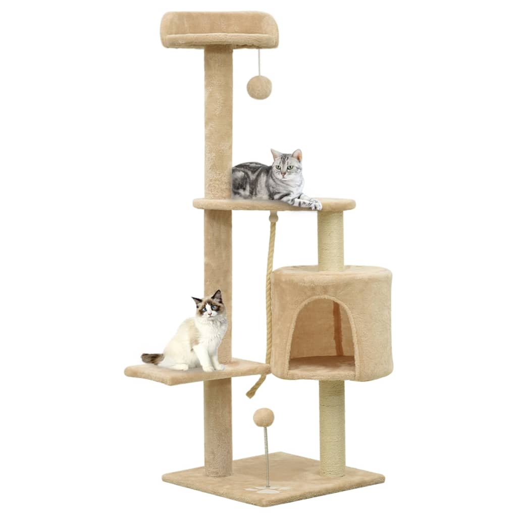 vidaXL Árbol rascador para gatos con postes de sisal beige 120 cm