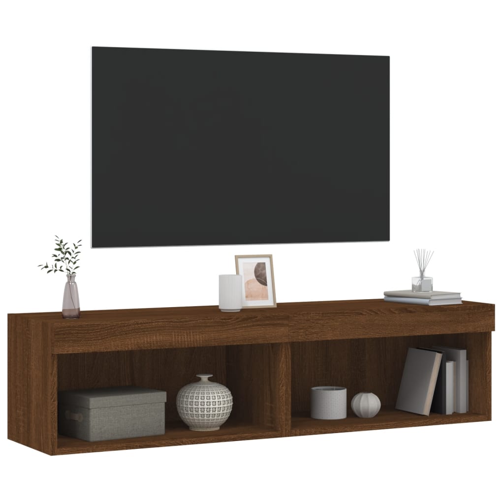 vidaXL Muebles de TV con luces LED 2 uds marrón roble 60x30x30 cm