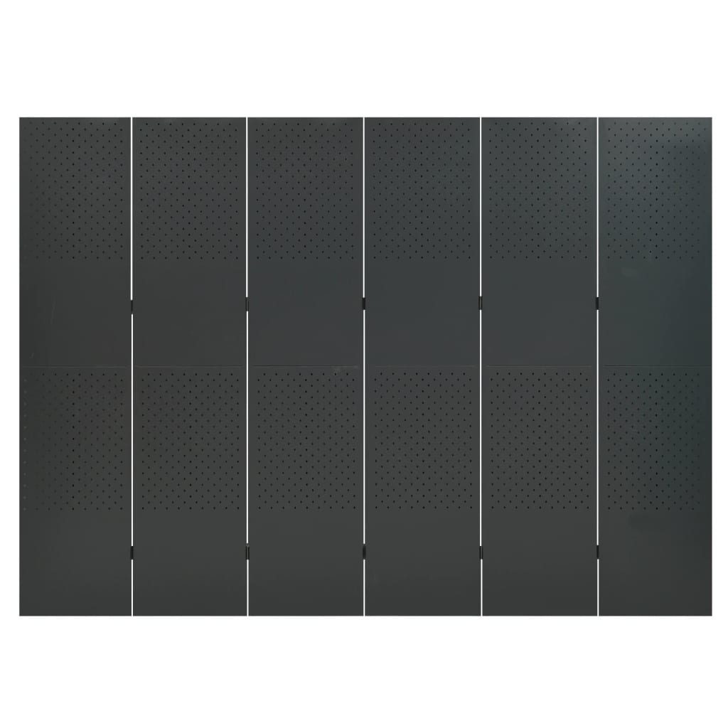 vidaXL Biombos divisores de 6 paneles 2 uds acero antracita 240x180 cm