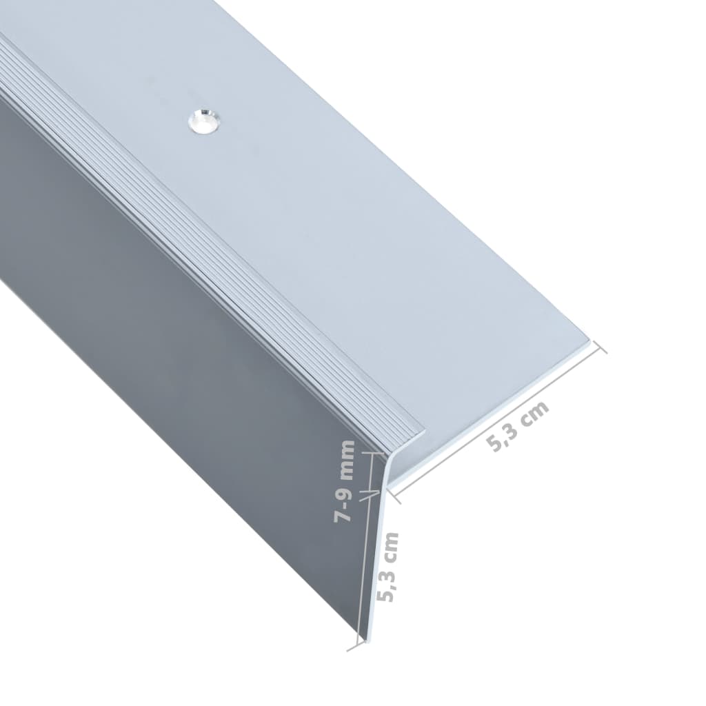 vidaXL Perfil de peldaño forma de F 15 uds aluminio plateado 100 cm