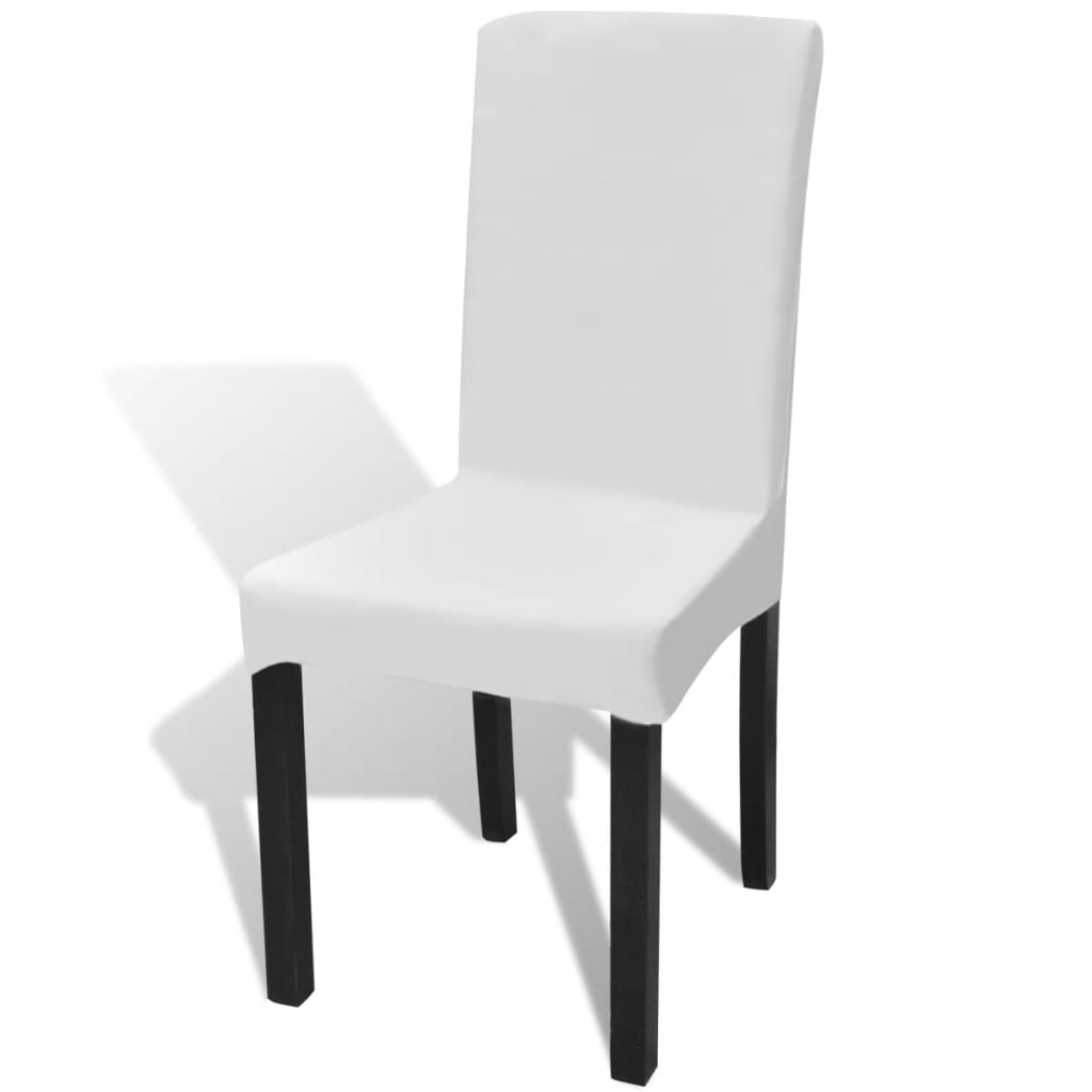 Funda para silla elástica recta 6 unidades blanca