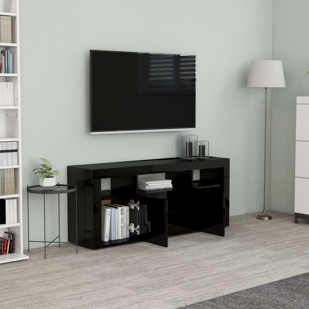 vidaXL Mueble TV madera contrachapada negro brillante 120x30x50 cm