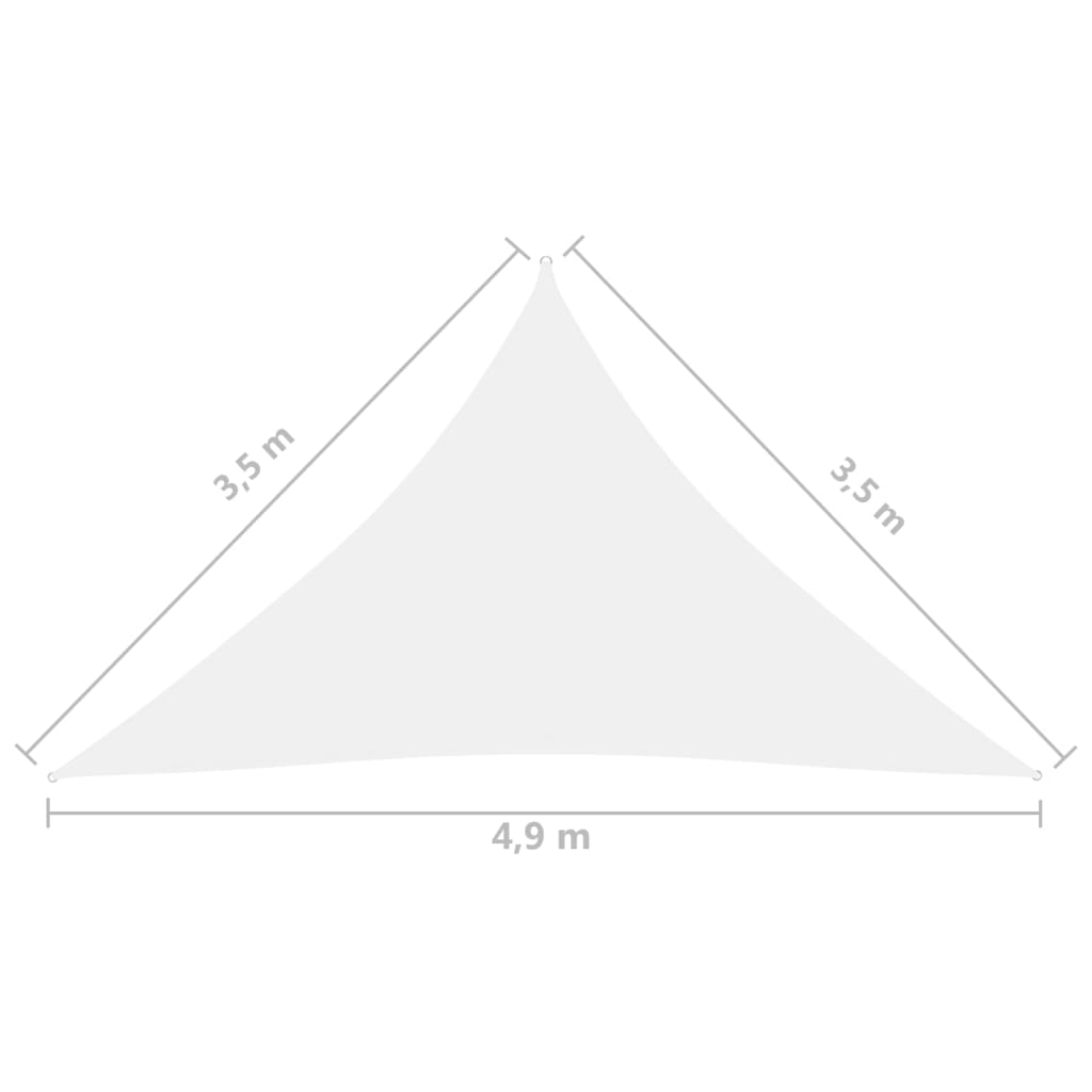 vidaXL Toldo de vela triangular tela Oxford blanco 3,5x3,5x4,9 m