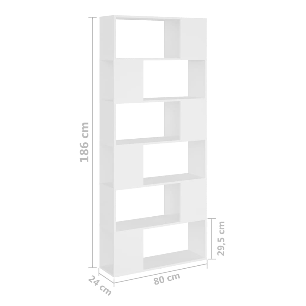 vidaXL Librería separador madera contrachapada blanco 80x24x186 cm