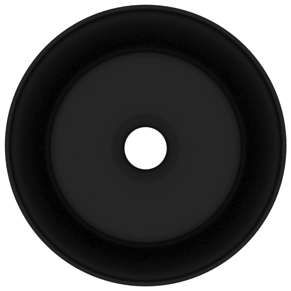 vidaXL Lavabo de lujo redondo cerámica negro mate 40x15 cm